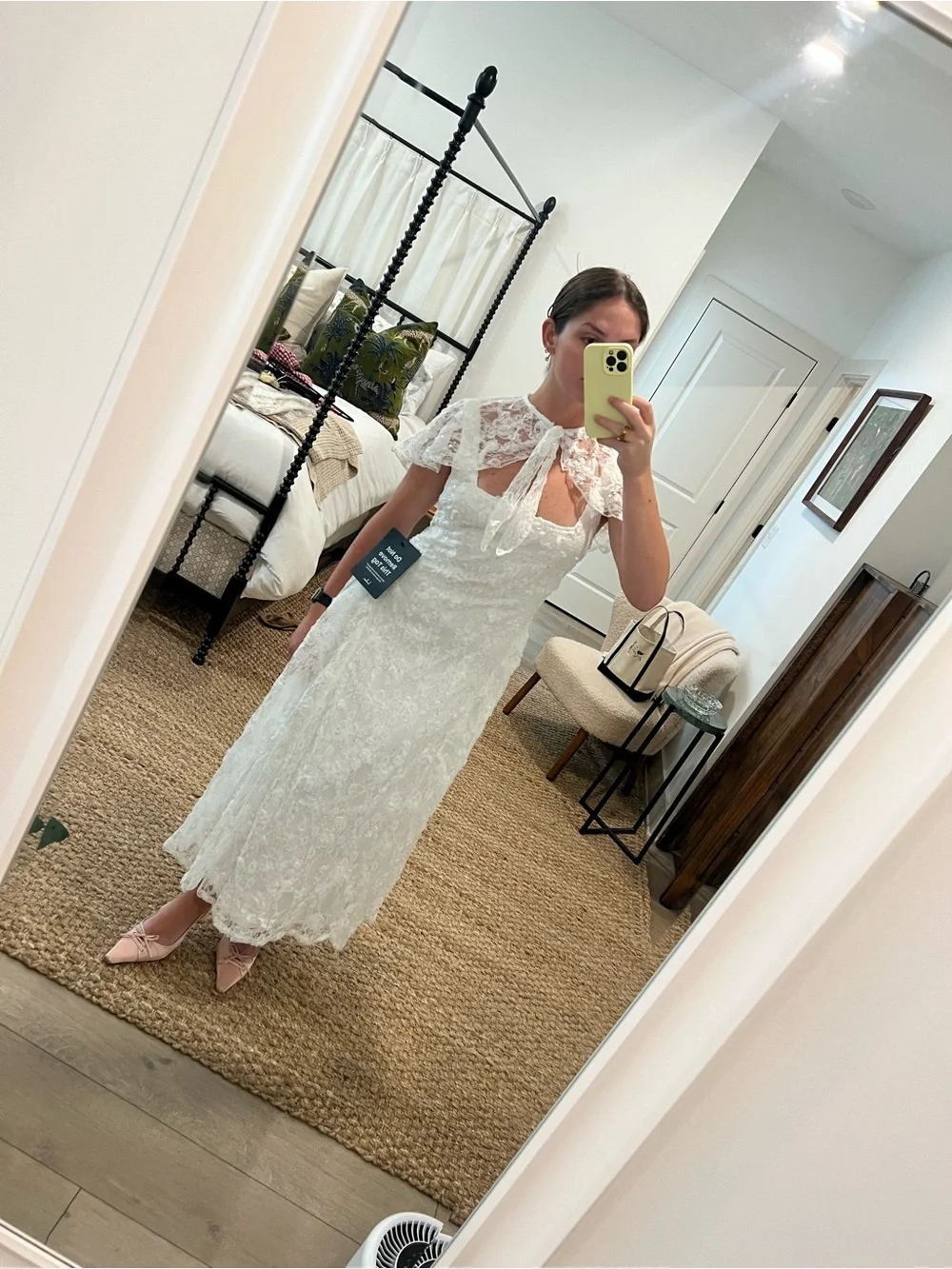 Lulu's White Lace Midi Dress with Capelet Tie - Picture 5 of 7